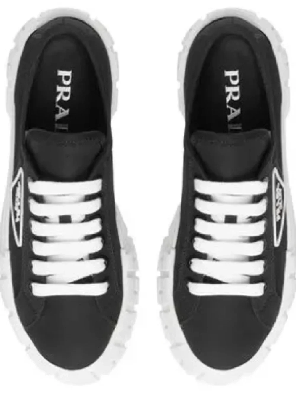 PRADA Double Wheel Re-Nylon Gabardine Sneakers -Black/White
